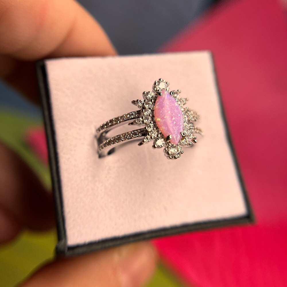 Bomb Party "Filled with Memories" Lab Grown Rose Fire Opal + Rhodium Plating